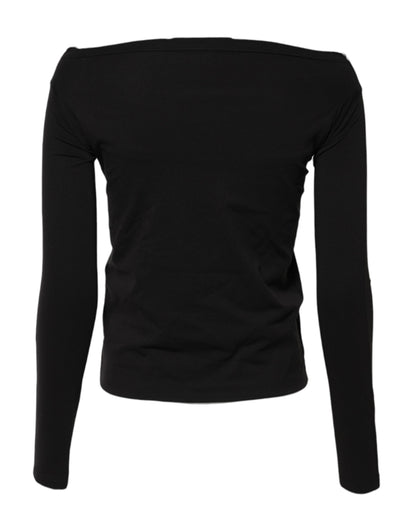 Dolce &amp; Gabbana Black Wool Shrug Crew Neck Pullover Sweater
