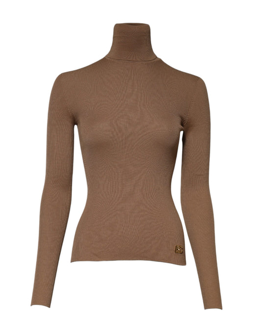 Dolce &amp; Gabbana Brown Knit Long Sleeves Turtleneck Sweater