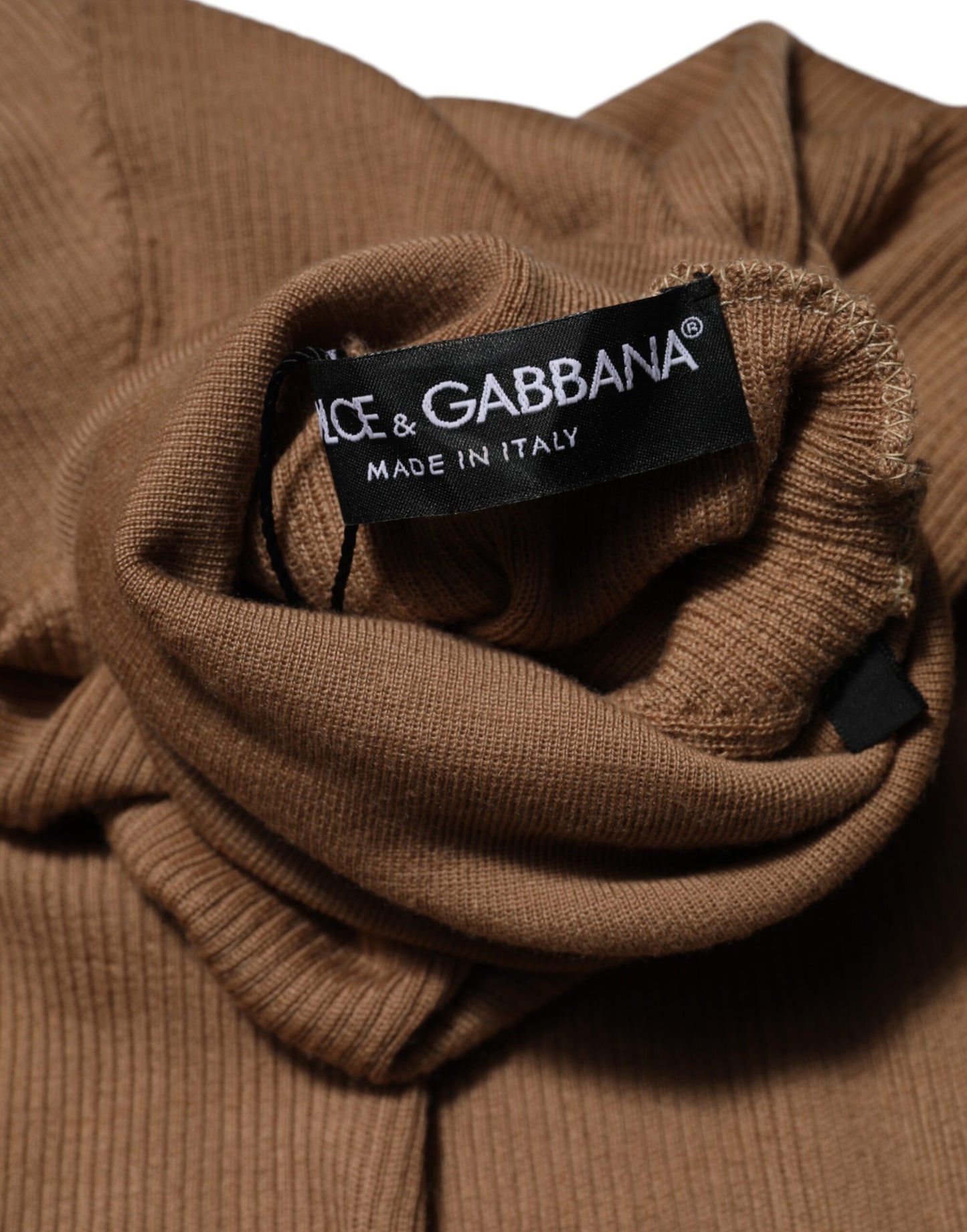 Dolce &amp; Gabbana Brown Knit Long Sleeves Turtleneck Sweater