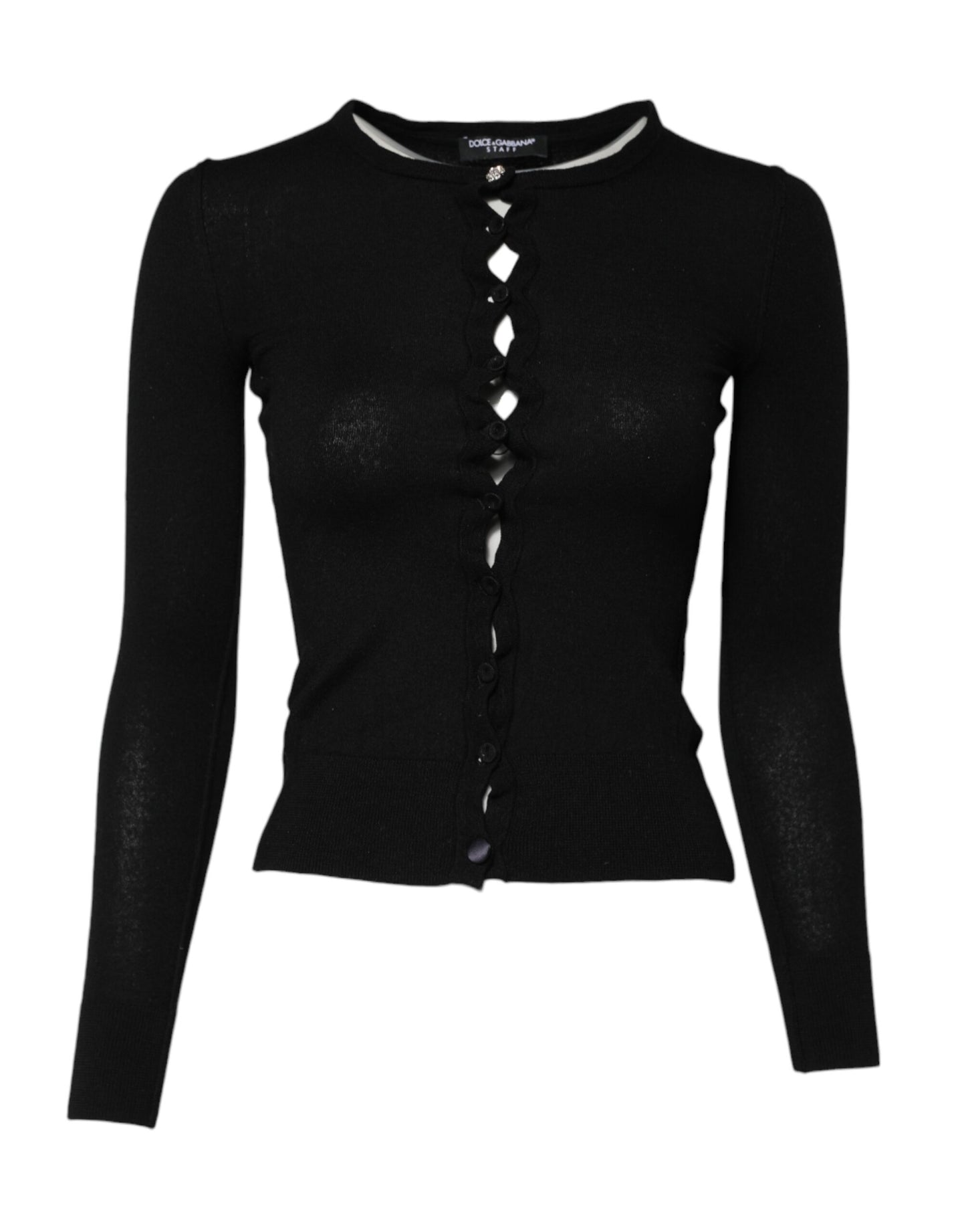 Dolce &amp; Gabbana Black STAFF Round Neck Cardigan Sweater