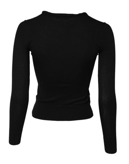 Dolce &amp; Gabbana Black STAFF Round Neck Cardigan Sweater