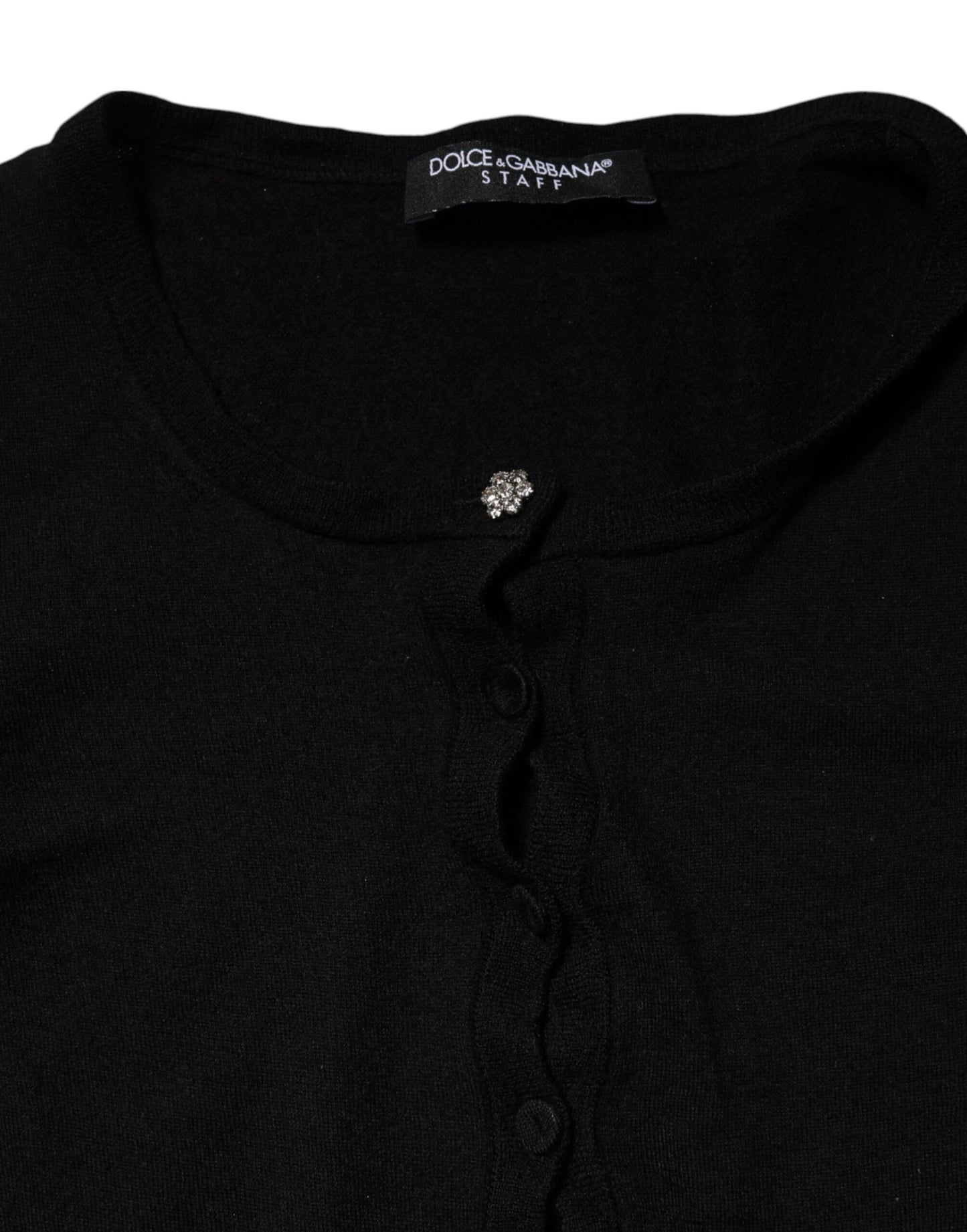 Dolce &amp; Gabbana Black STAFF Round Neck Cardigan Sweater