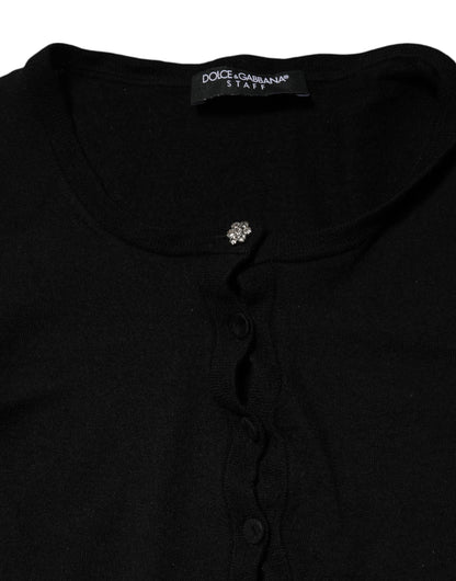 Dolce &amp; Gabbana Black STAFF Round Neck Cardigan Sweater