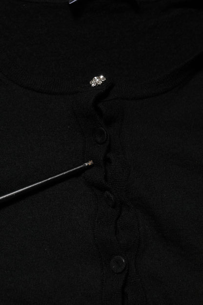 Dolce &amp; Gabbana Black STAFF Round Neck Cardigan Sweater