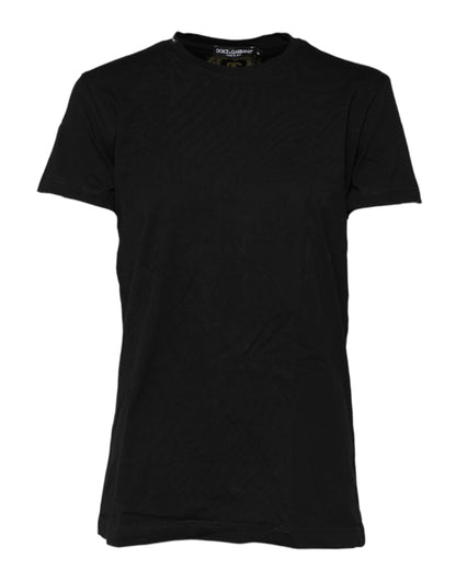 Dolce &amp; Gabbana Black Cotton Short Sleeves Crew Neck T-shirt
