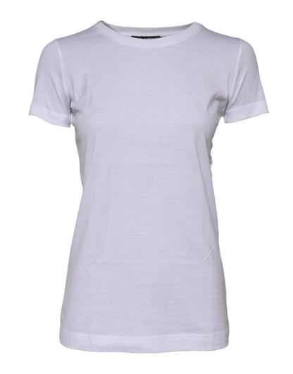 Dolce &amp; Gabbana White Cotton Crew Neck Short Sleeves T-shirt