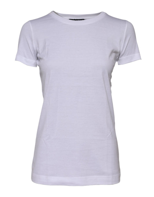 Dolce &amp; Gabbana White Cotton Crew Neck Short Sleeves T-shirt