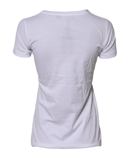 Dolce &amp; Gabbana White Cotton Crew Neck Short Sleeves T-shirt