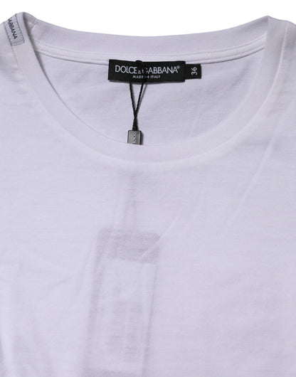 Dolce &amp; Gabbana White Cotton Crew Neck Short Sleeves T-shirt