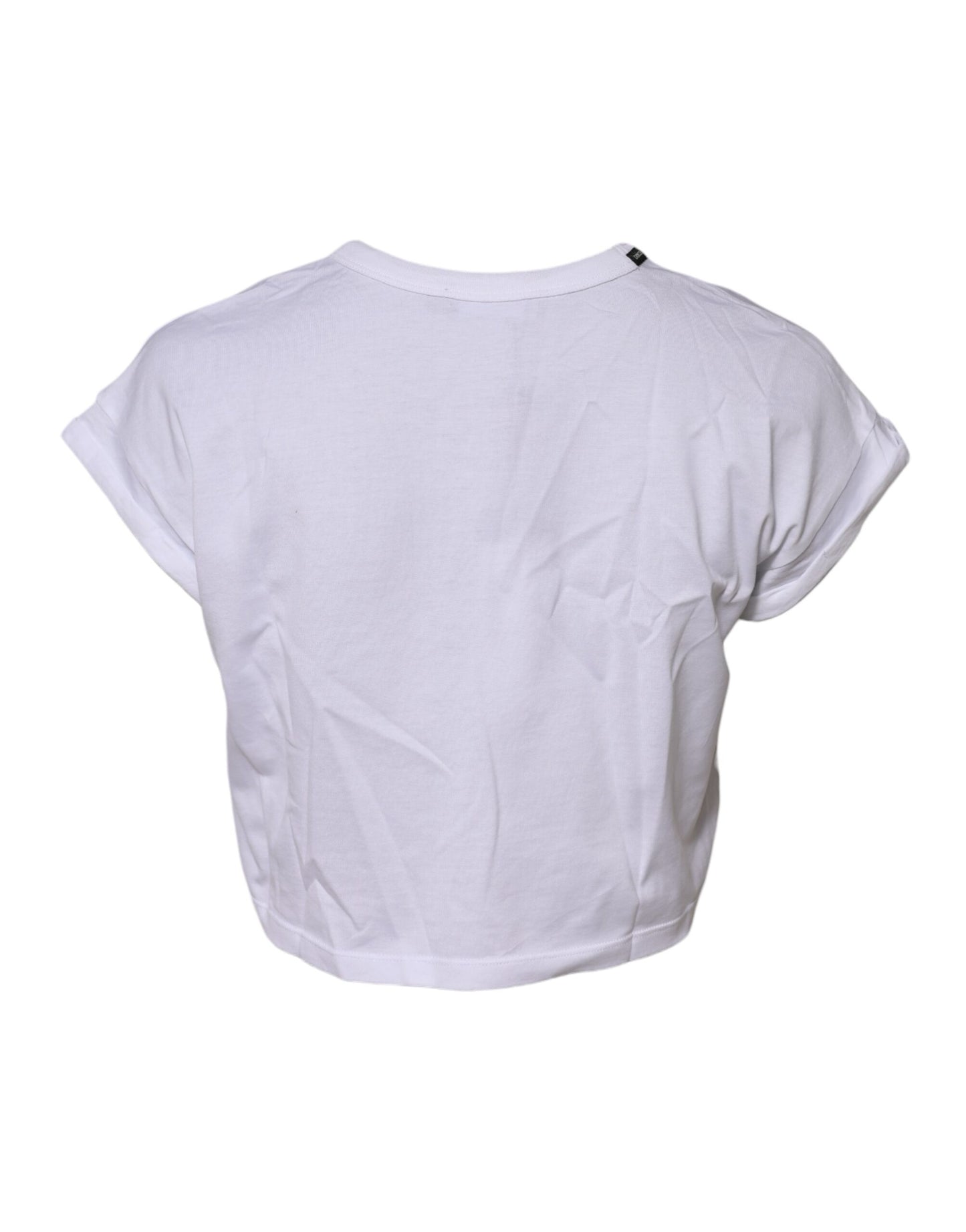 Dolce &amp; Gabbana White Cotton Crew Neck Cropped Top T-shirt