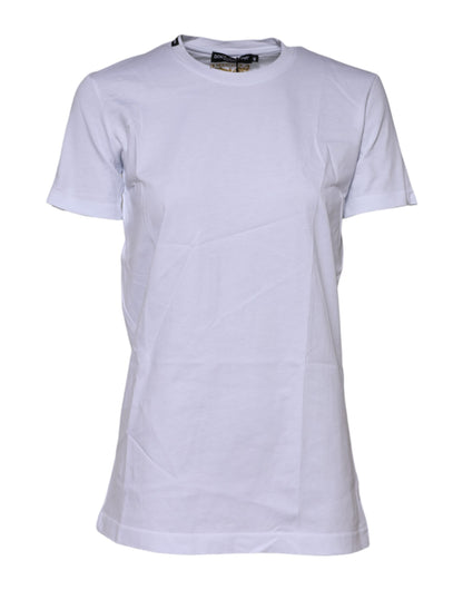 Dolce &amp; Gabbana White Cotton Short Sleeves Crew Neck T-shirt