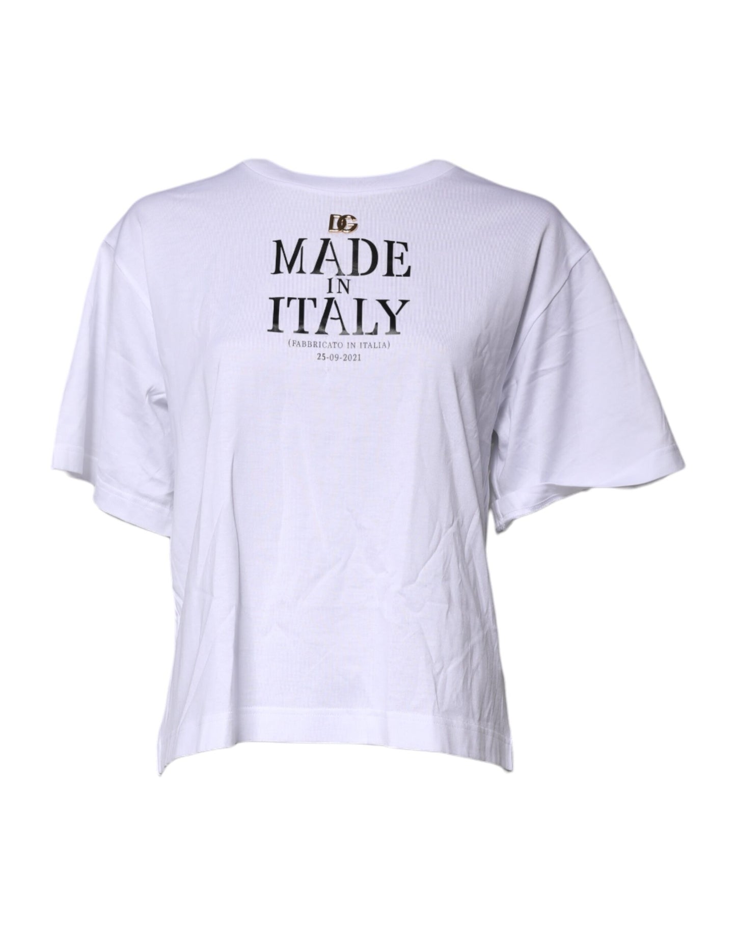 Dolce &amp; Gabbana White Short Sleeves DG Logo Print Top T-shirt