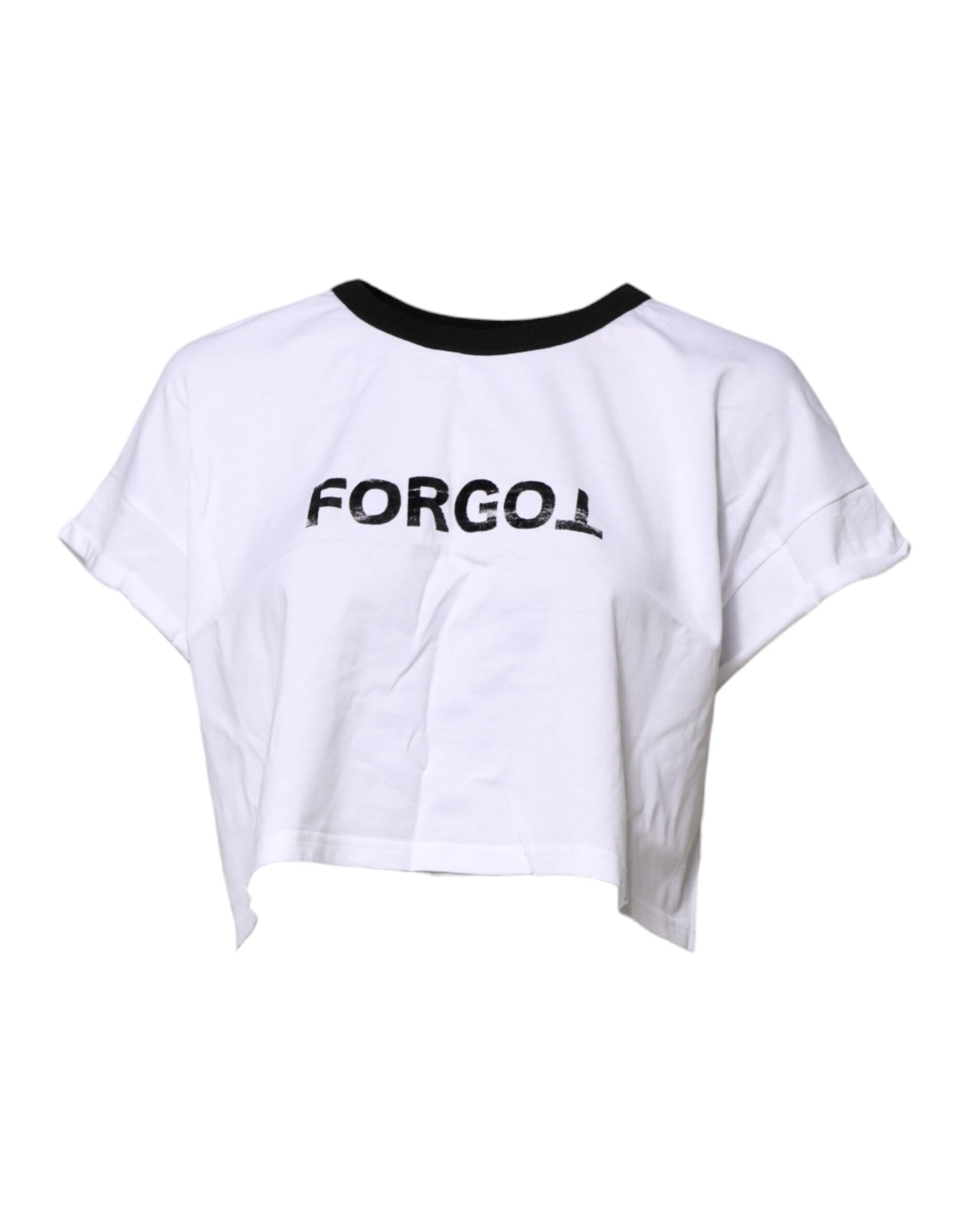 Dolce &amp; Gabbana White Cotton Crew Neck Cropped Top T-shirt