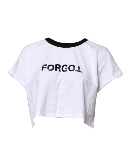 Dolce &amp; Gabbana White Cotton Crew Neck Cropped Top T-shirt