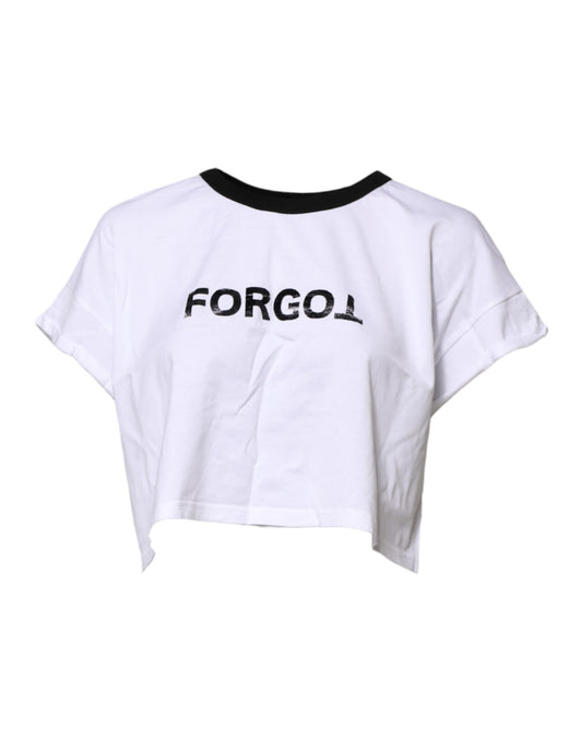 Dolce &amp; Gabbana White Cotton Crew Neck Cropped Top T-shirt