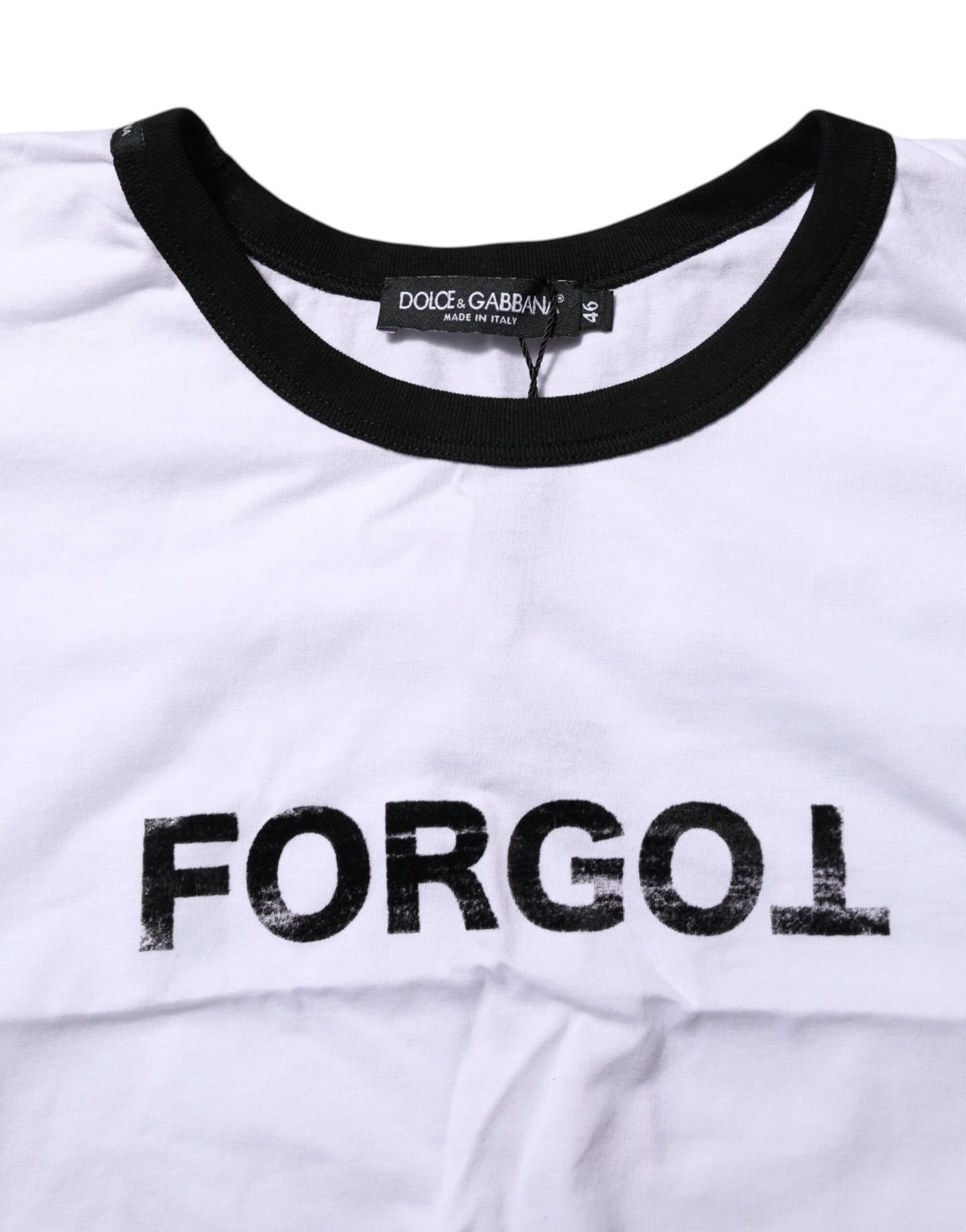 Dolce &amp; Gabbana White Cotton Crew Neck Cropped Top T-shirt