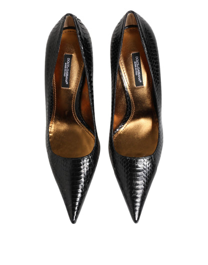 Dolce &amp; Gabbana Black Exotic Leather Stiletto Pumps Shoes