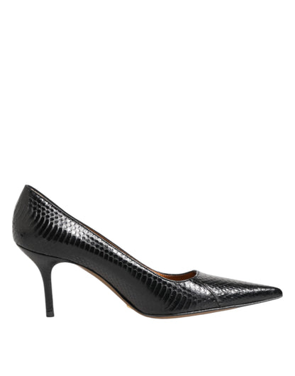 Dolce &amp; Gabbana Black Exotic Leather Stiletto Pumps Shoes