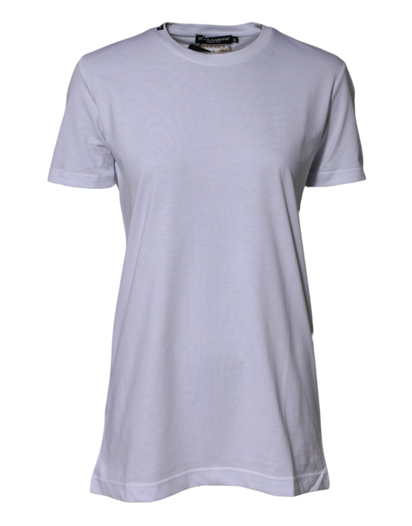 Dolce &amp; Gabbana White Cotton Goodluck 2023 Crew Neck T-shirt