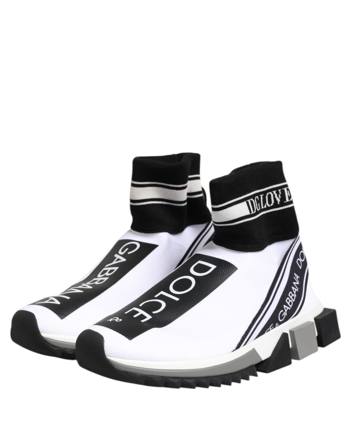 Dolce &amp; Gabbana White Black Sorrento Socks Sneakers Shoes