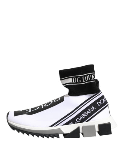 Dolce &amp; Gabbana White Black Sorrento Socks Sneakers Shoes