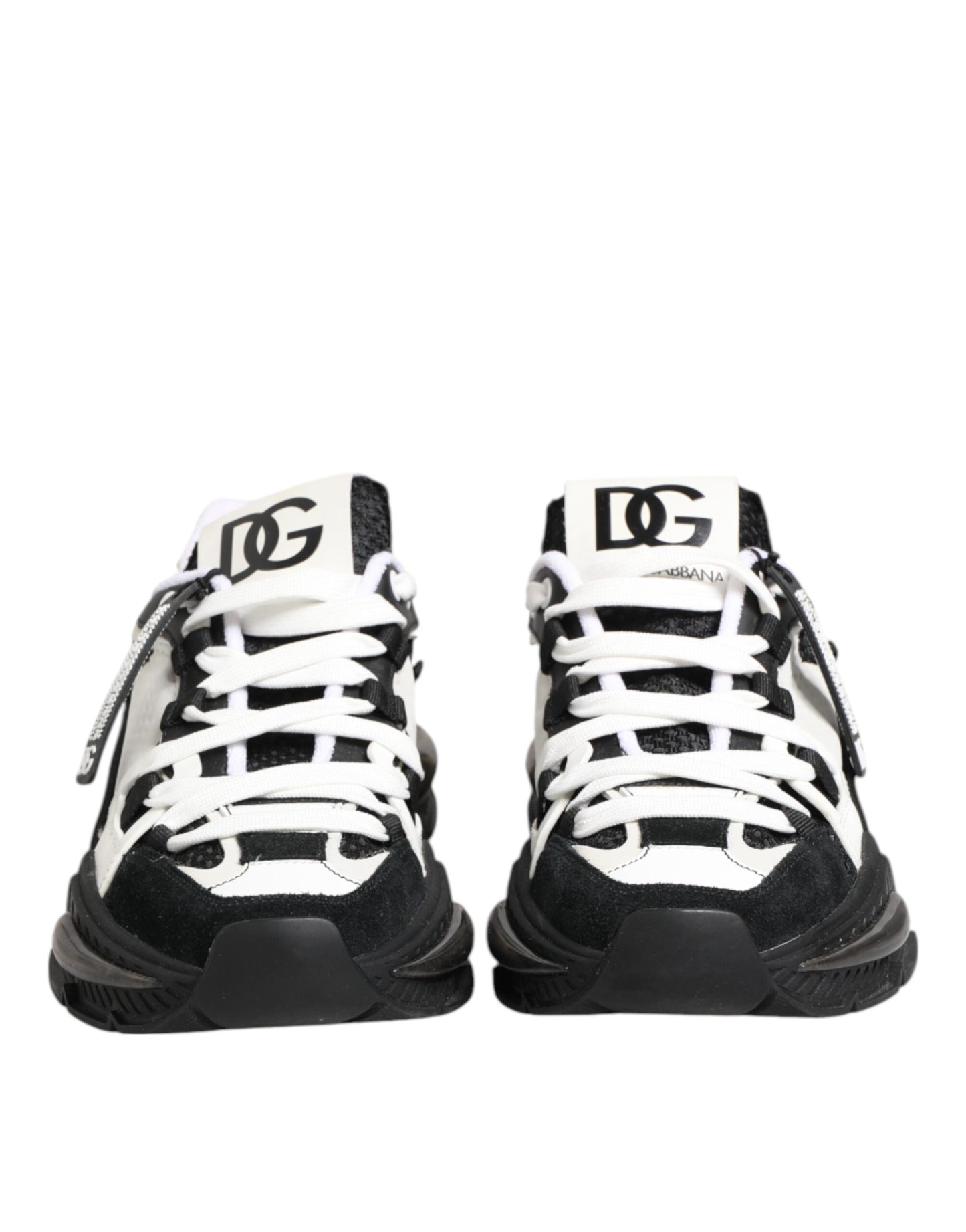 Dolce &amp; Gabbana White Black Logo Airmaster Sneakers Shoes
