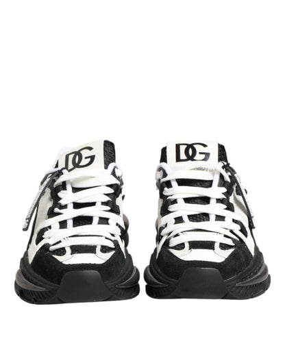 Dolce &amp; Gabbana White Black Logo Airmaster Sneakers Shoes
