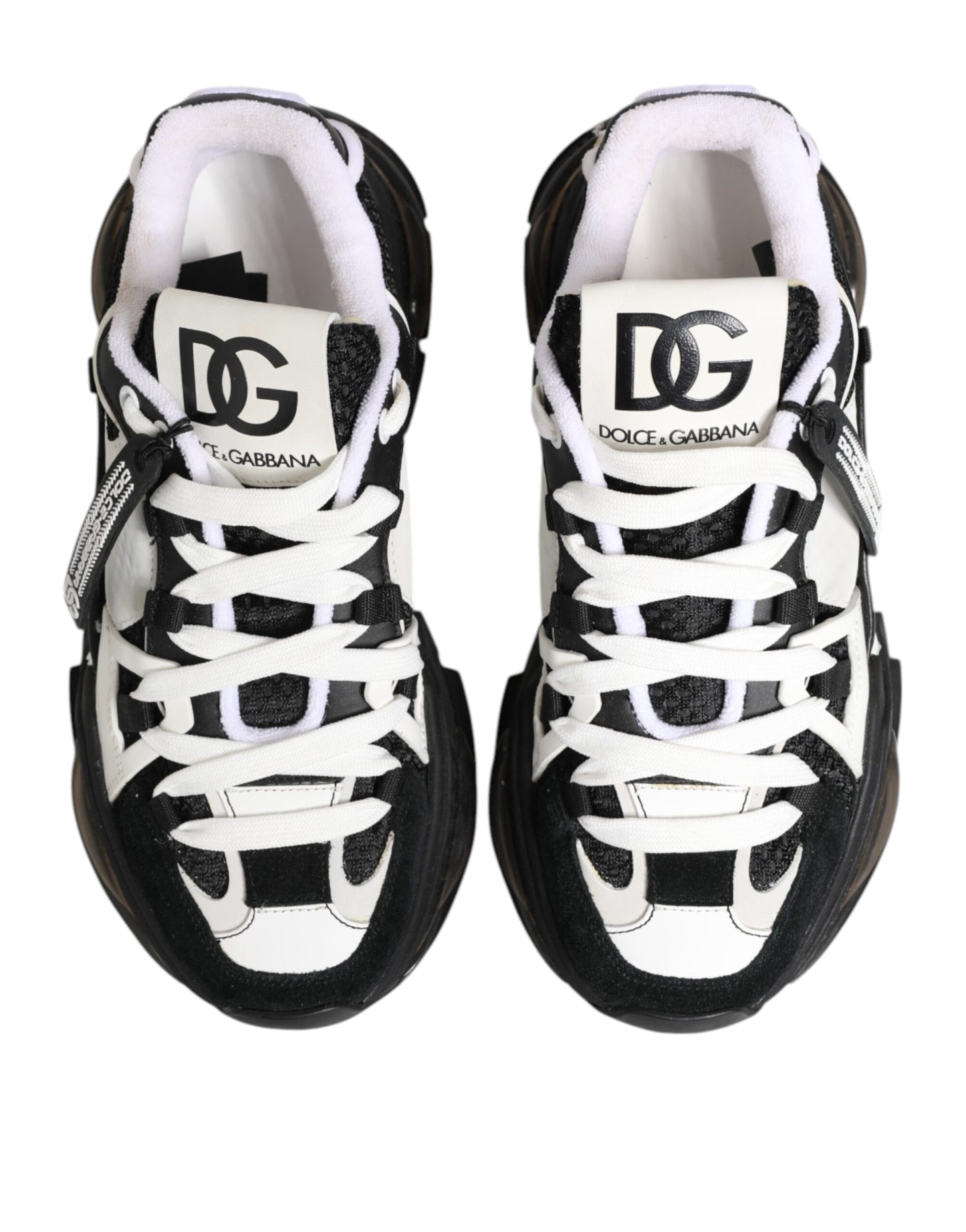 Dolce &amp; Gabbana White Black Logo Airmaster Sneakers Shoes