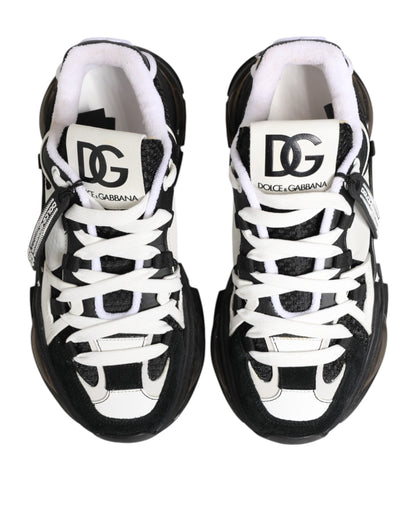 Dolce &amp; Gabbana White Black Logo Airmaster Sneakers Shoes