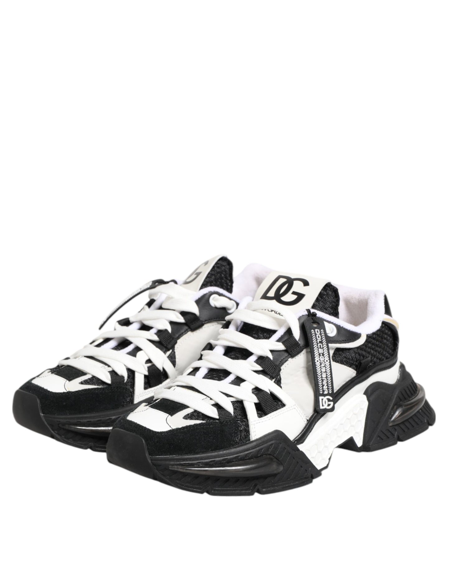 Dolce &amp; Gabbana White Black Logo Airmaster Sneakers Shoes