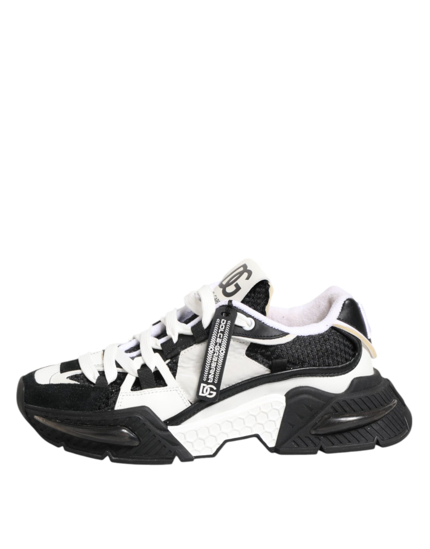 Dolce &amp; Gabbana White Black Logo Airmaster Sneakers Shoes