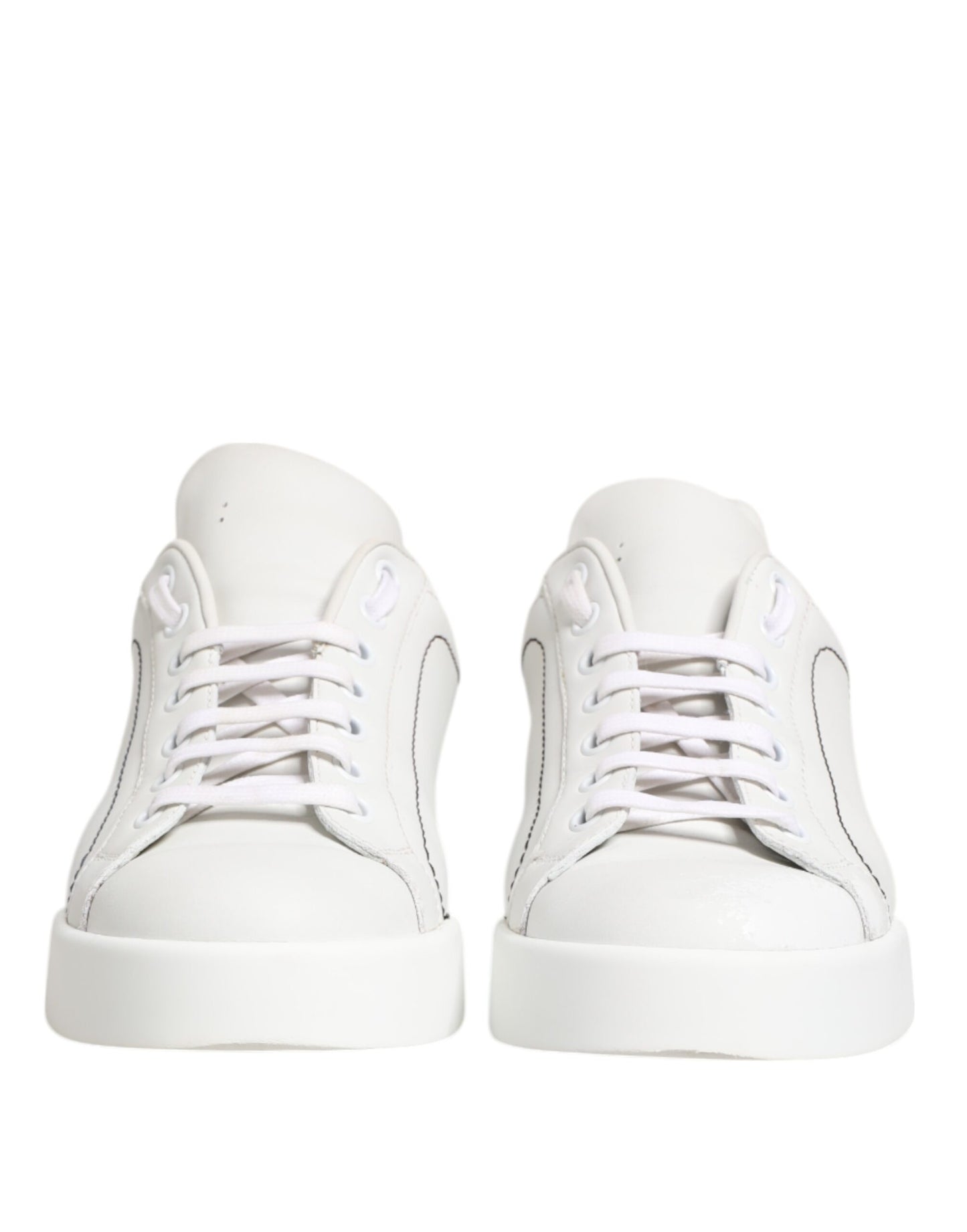 Dolce &amp; Gabbana White Gold Leather Low Top Sneakers Shoes