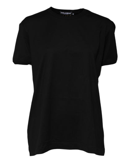 Dolce &amp; Gabbana Black Cotton Goodluck Tee Crew Neck T-shirt