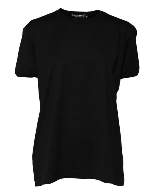 Dolce &amp; Gabbana Black Cotton Goodluck Tee Crew Neck T-shirt