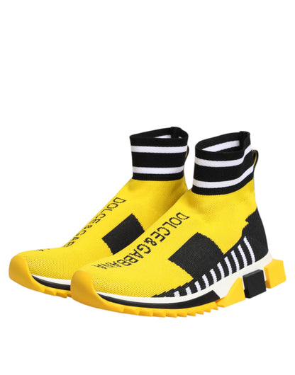 Dolce &amp; Gabbana Yellow Black Sorrento Socks Sneakers Shoes