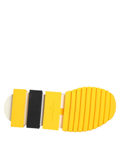Dolce &amp; Gabbana Yellow Black Sorrento Socks Sneakers Shoes