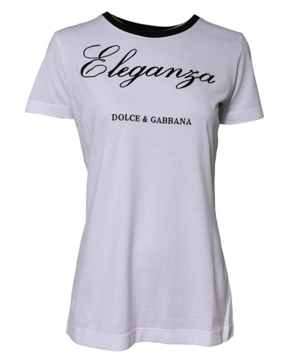 Dolce &amp; Gabbana White Eleganza Cotton Crew Neck Tee T-shirt