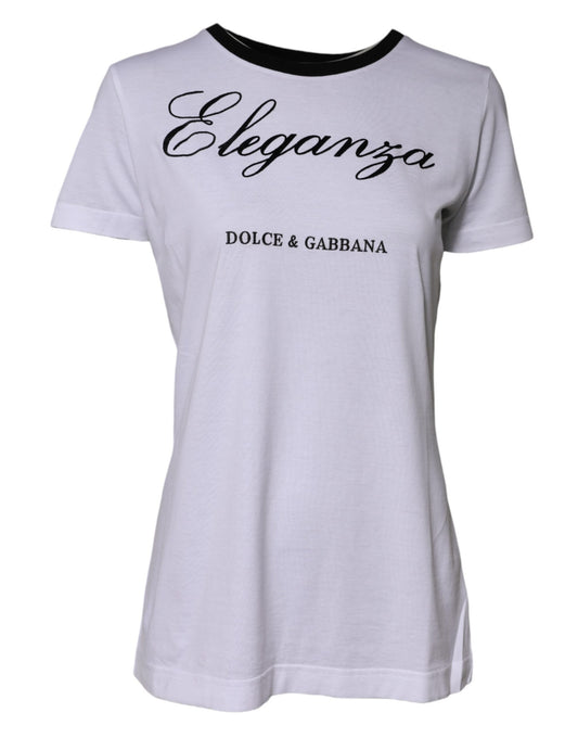Dolce &amp; Gabbana White Eleganza Cotton Crew Neck Tee T-shirt