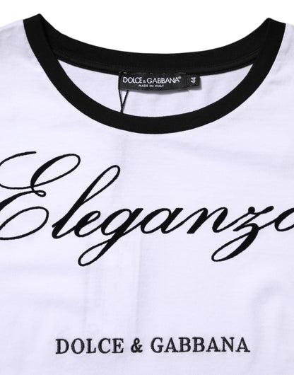 Dolce &amp; Gabbana White Eleganza Cotton Crew Neck Tee T-shirt