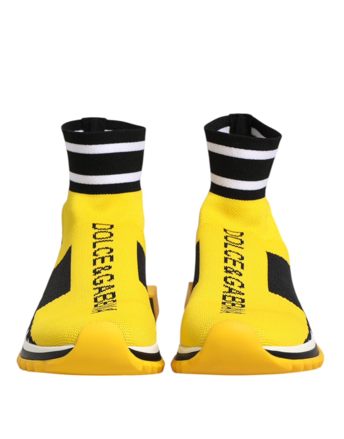 Dolce &amp; Gabbana Yellow Black Sorrento Socks Sneakers Shoes