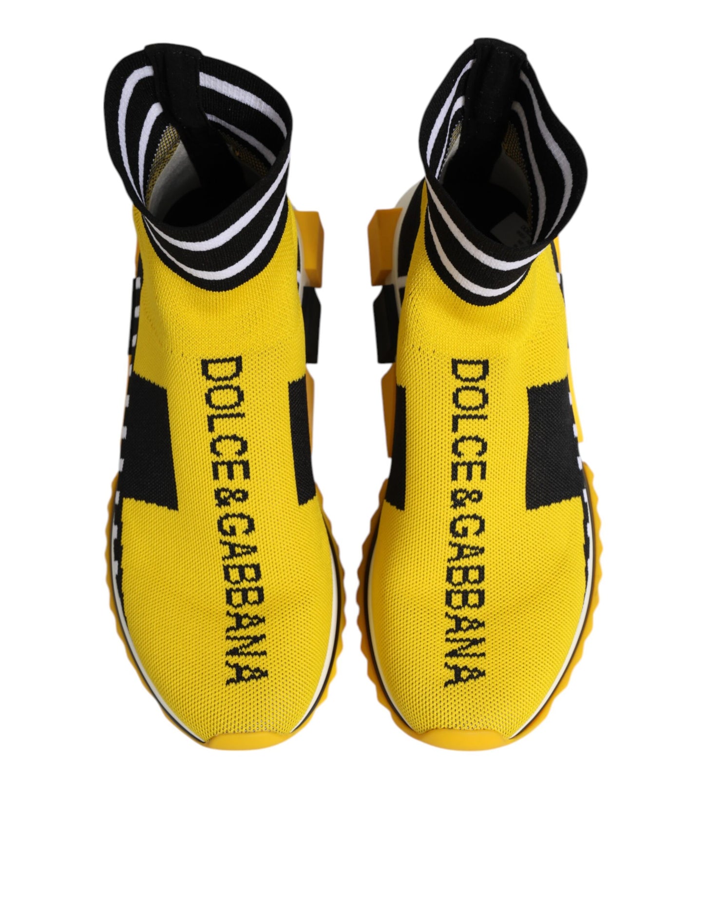 Dolce &amp; Gabbana Yellow Black Sorrento Socks Sneakers Shoes
