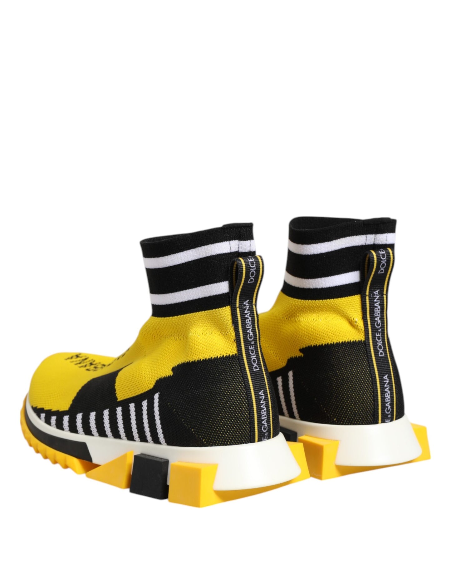 Dolce &amp; Gabbana Yellow Black Sorrento Socks Sneakers Shoes
