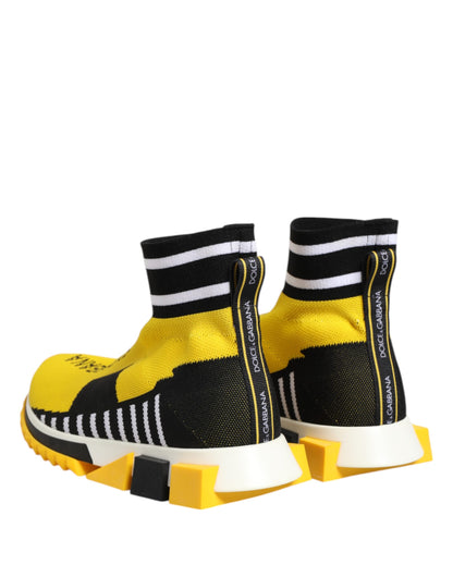 Dolce &amp; Gabbana Yellow Black Sorrento Socks Sneakers Shoes