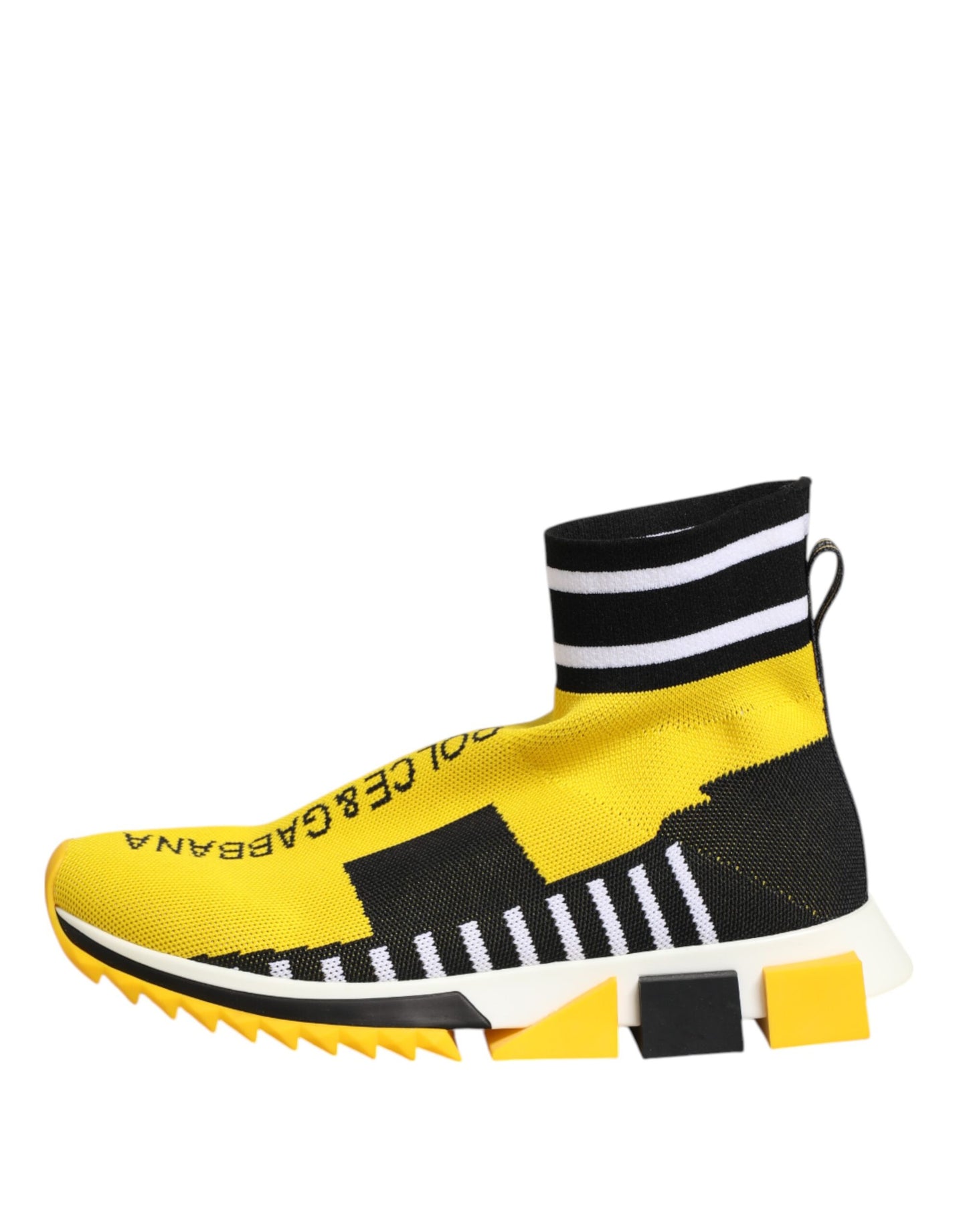 Dolce &amp; Gabbana Yellow Black Sorrento Socks Sneakers Shoes