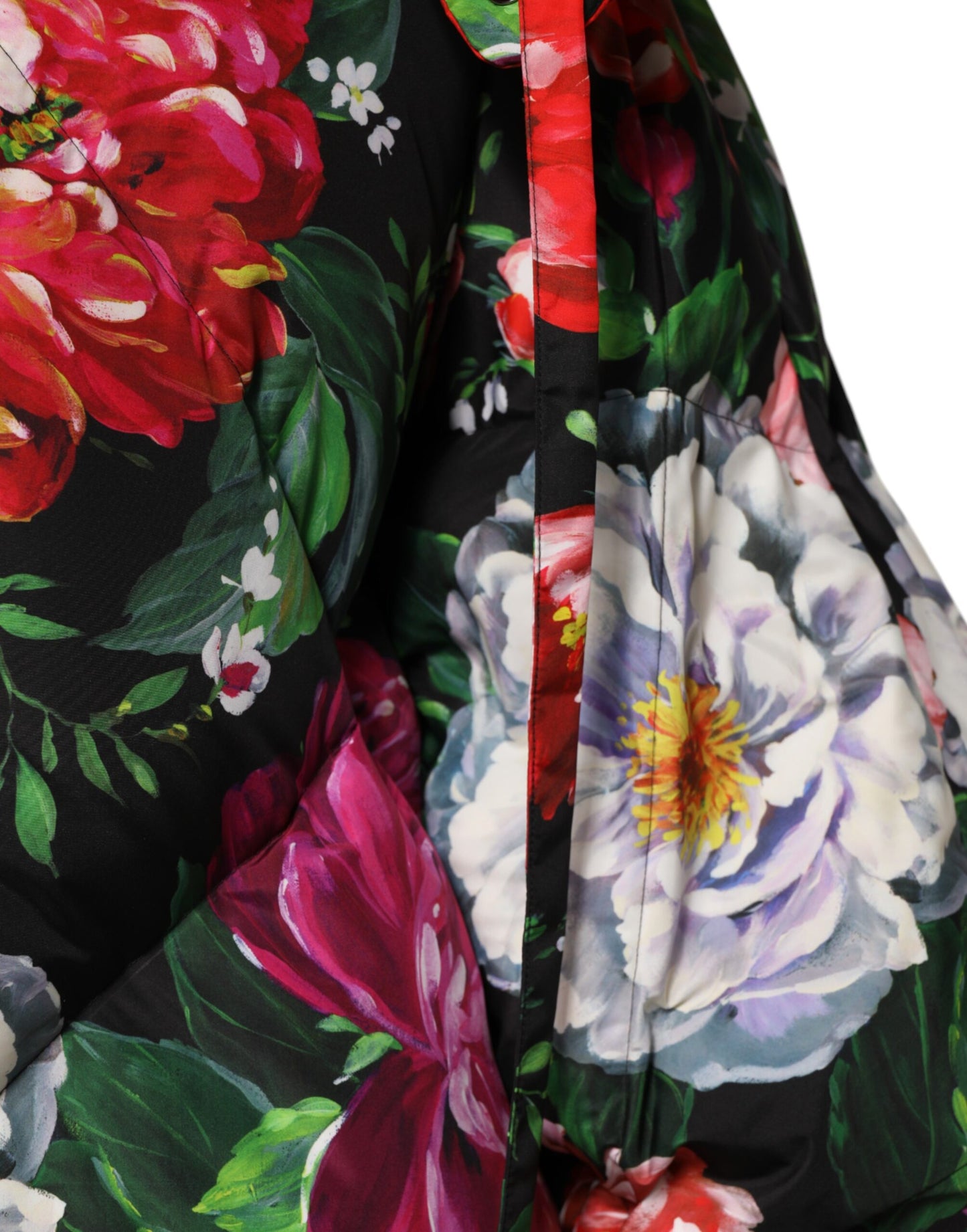 Dolce &amp; Gabbana Multicolor Floral Hooded Puffer Coat Jacket