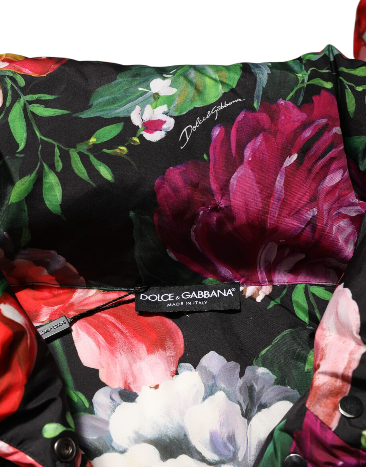 Dolce &amp; Gabbana Multicolor Floral Hooded Puffer Coat Jacket