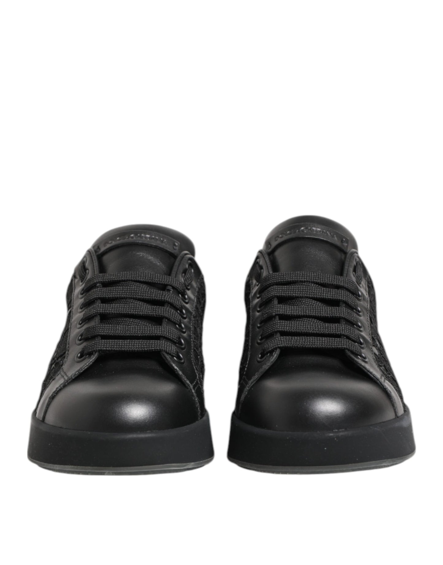 Dolce &amp; Gabbana Black Floral Lace Low Top Sneakers Shoes