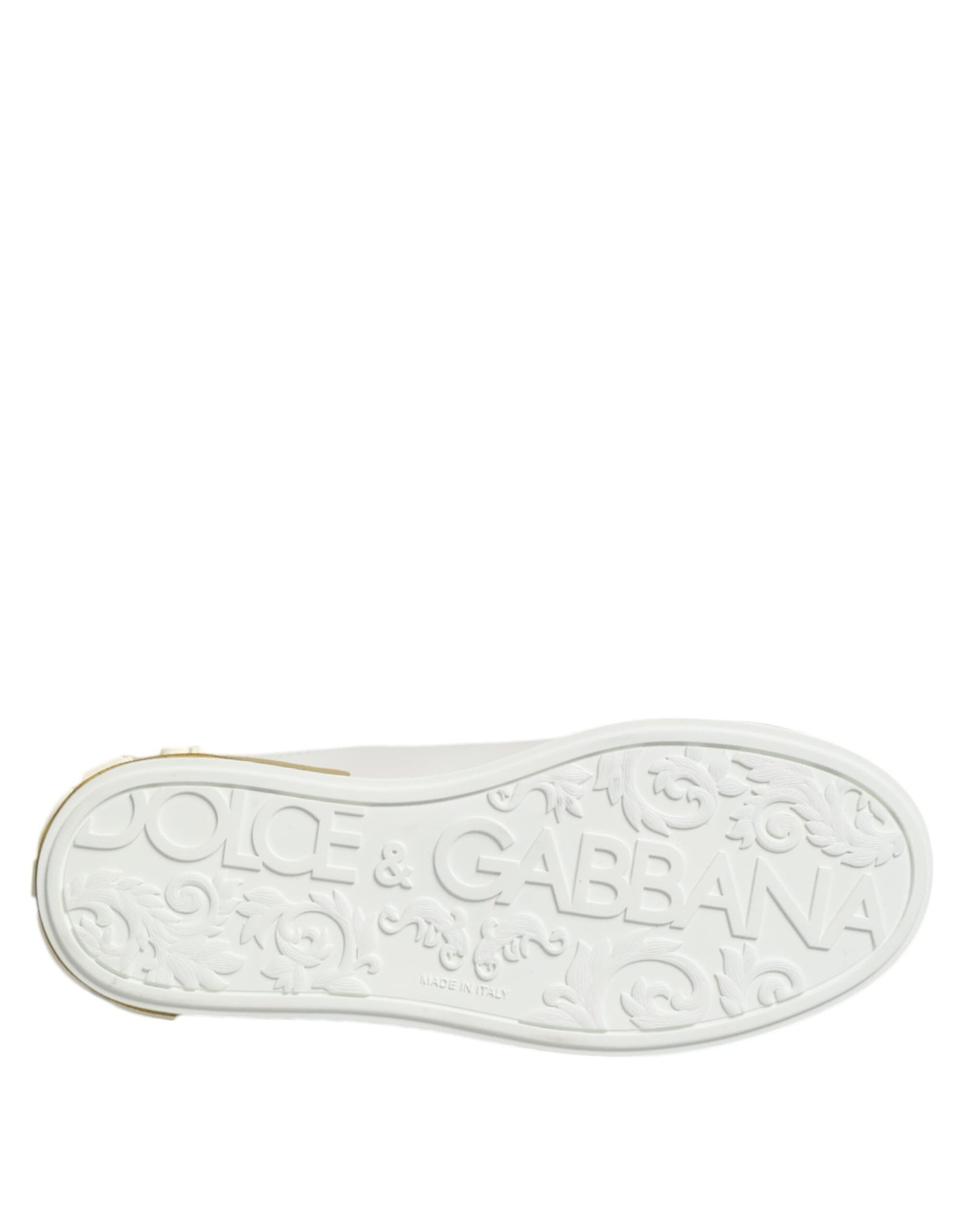Dolce &amp; Gabbana White Yellow Leather Low Top Sneakers Shoes