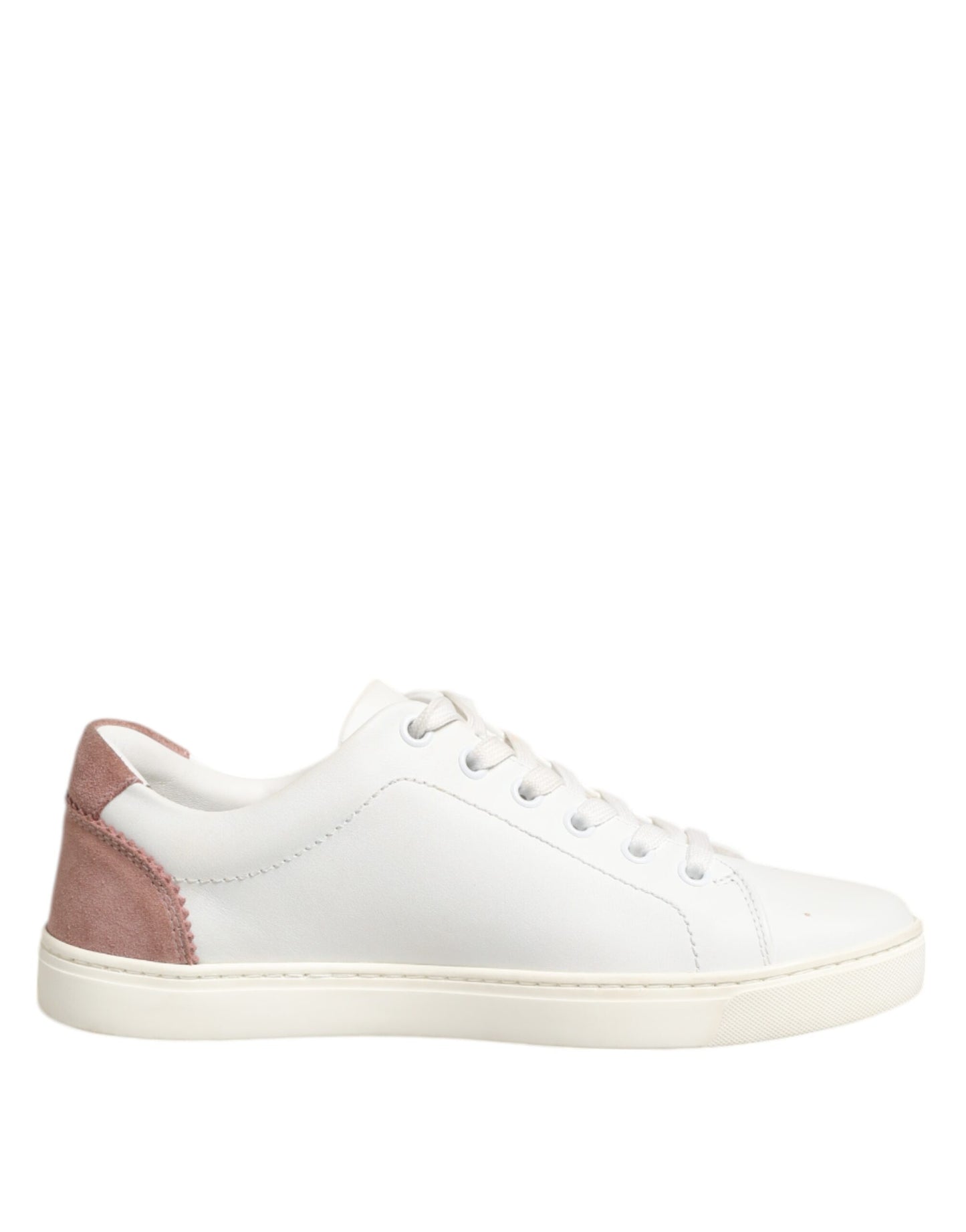 Dolce &amp; Gabbana White Pink Leather Low Top Sneakers Shoes