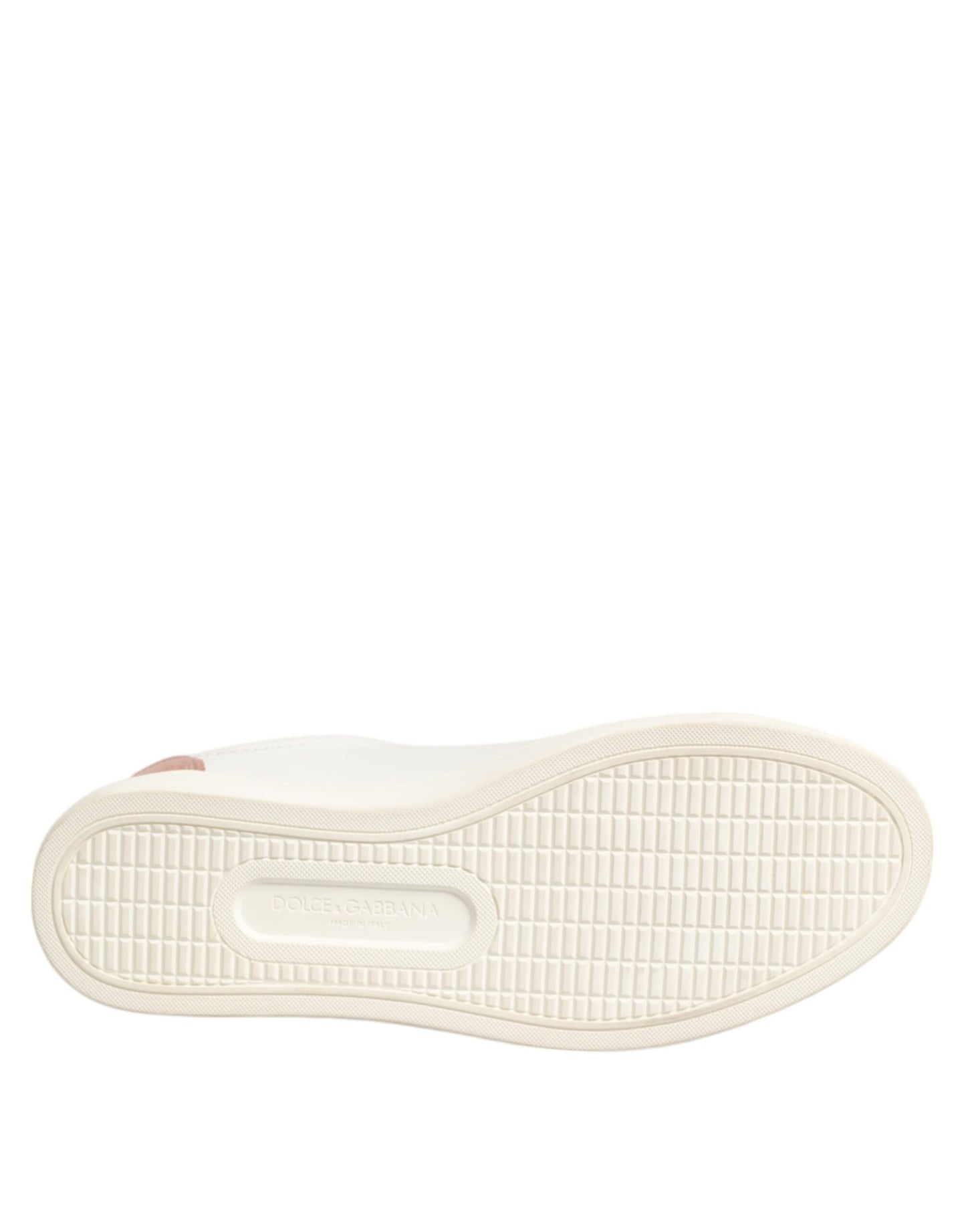 Dolce &amp; Gabbana White Pink Leather Low Top Sneakers Shoes